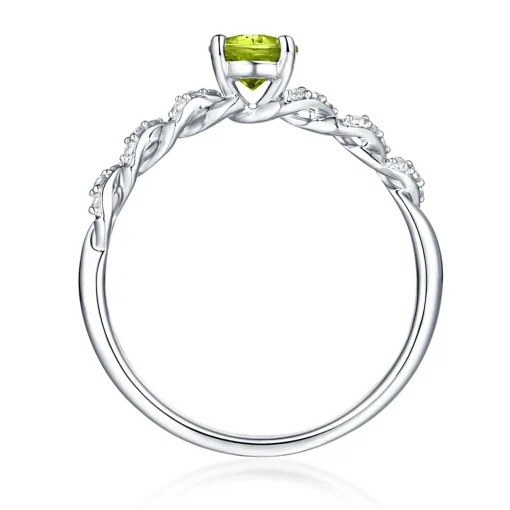 Peridot & White Sapphire Twist Ring In Sterling Silver