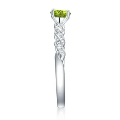 Peridot & White Sapphire Twist Ring In Sterling Silver