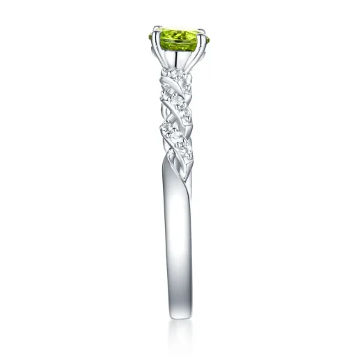 Peridot & White Sapphire Twist Ring In Sterling Silver