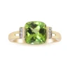 Peridot And Diamond Accent Ring In 10K Yellow Gold