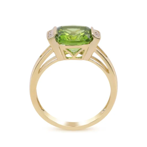 Peridot And Diamond Accent Ring In 10K Yellow Gold