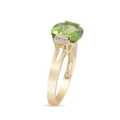 Peridot And Diamond Accent Ring In 10K Yellow Gold
