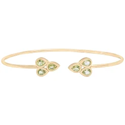 Peridot Open Circle Bangle Bracelet In 14K Yellow Gold