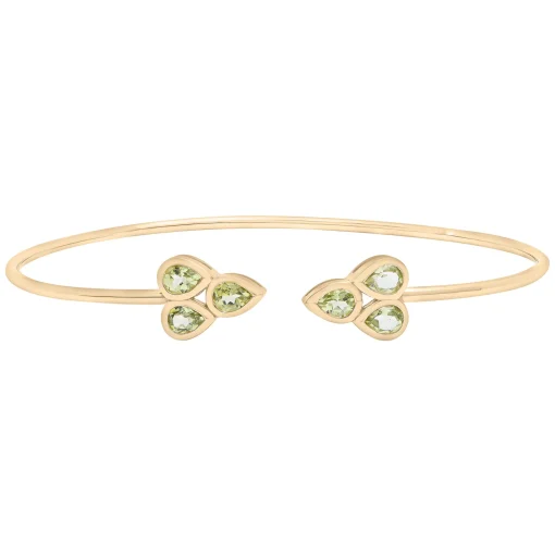 Peridot Open Circle Bangle Bracelet In 14K Yellow Gold