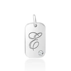 Personalized Tag With Diamond Accent In 10K White Gold