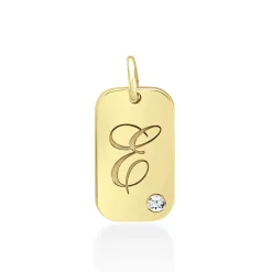 Personalized Tag With Diamond Accent In 10K Yellow Gold