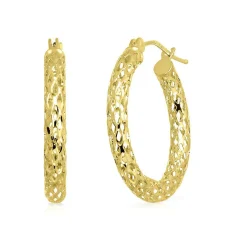 Pierced Tube Hoop Earrings In 14K Yellow Gold