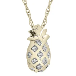 Pineapple Pendant With Diamond Accents In 10K Yellow Gold