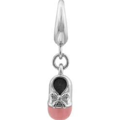 Pink Baby Shoe Charm In Sterling Silver