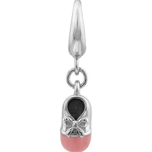 Pink Baby Shoe Charm In Sterling Silver