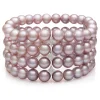 Pink Cultured Freshwater Pearl And Lab Created White Sapphire Bracelet In Sterling Silver