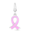 Pink Enamel Ribbon Charm In Sterling Silver