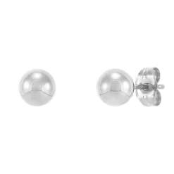 Polished Ball Stud Earring In 14K White Gold, 6Mm