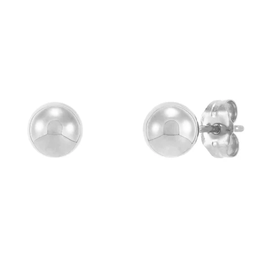 Polished Ball Stud Earring In 14K White Gold, 6Mm