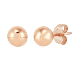 Polished Ball Stud Earring In 14K Rose Gold, 6Mm