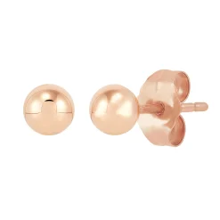 Polished Ball Stud Earring In 14K Rose Gold, 4Mm