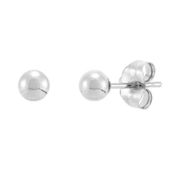 Polished Ball Stud Earring In 14K White Gold, 4Mm