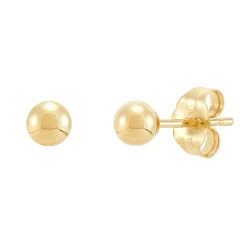 Polished Ball Stud Earring In 14K Yellow Gold, 4Mm
