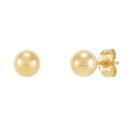 Polished Ball Stud Earring In 14K Yellow Gold, 6Mm