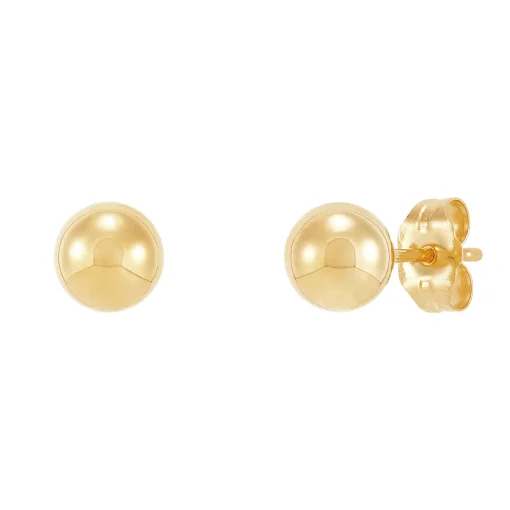 Polished Ball Stud Earring In 14K Yellow Gold, 6Mm