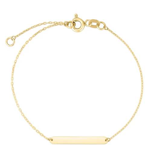 Polished Bar Bracelet In 14K Yellow Gold, 7"