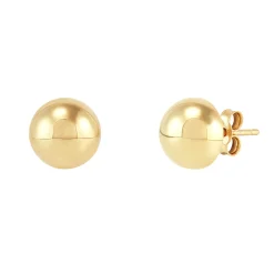 Polished Half Ball Stud Earrings In 14K Yellow Gold, 8Mm
