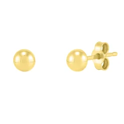 Polished Half Ball Stud Earrings In 14K Yellow Gold, 4Mm