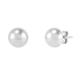 Polished Half Ball Stud Earrings In 14K White Gold, 8Mm