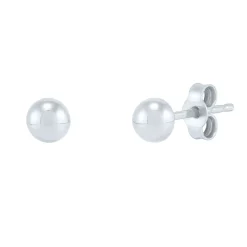 Polished Half Ball Stud Earrings In 14K White Gold, 4Mm