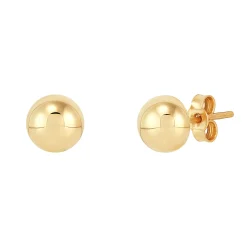 Polished Half Ball Stud Earrings In 14K Yellow Gold, 6Mm