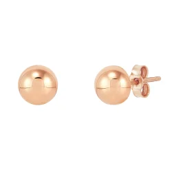 Polished Half Ball Stud Earrings In 14K Rose Gold, 6Mm