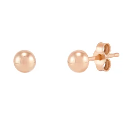 Polished Half Ball Stud Earrings In 14K Rose Gold, 4Mm