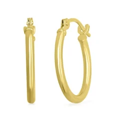 Polished Hoop Earrings In 14K Yellow Gold