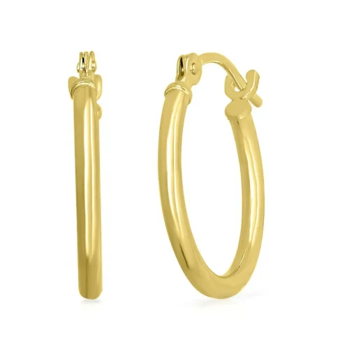 Polished Hoop Earrings In 14K Yellow Gold