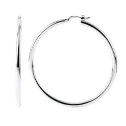 Polished Hoop Earrings In Sterling Silver