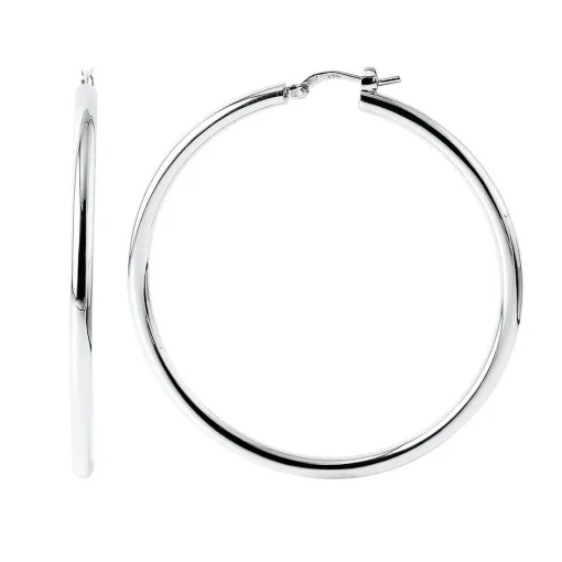 Polished Hoop Earrings In Sterling Silver