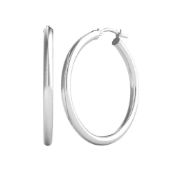 Polished Hoop Earrings In 14K White Gold