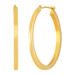 Polished Round Square Hoop Earrings In 14K Yellow Gold, 30Mm