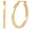 Polished Round Square Hoop Earrings In 14K Yellow Gold, 25Mm