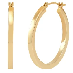 Polished Round Square Hoop Earrings In 14K Yellow Gold, 25Mm