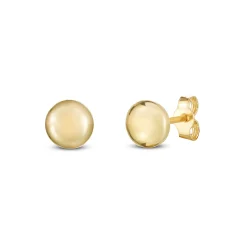 Polished Round Stud Earrings In 14K Yellow Gold