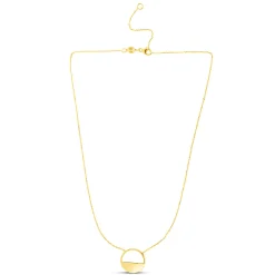 Polished Semi Circle Pendant In 14K Yellow Gold