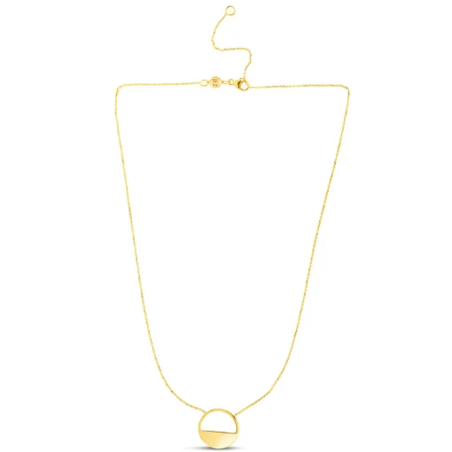 Polished Semi Circle Pendant In 14K Yellow Gold