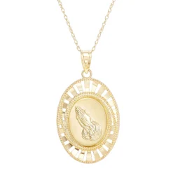 Praying Hands Pendant In 14K Yellow Gold