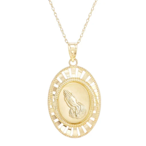 Praying Hands Pendant In 14K Yellow Gold
