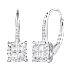 Princess-Cut Diamond Drop Earrings In 10K White Gold (1/2 Ct. Tw.)
