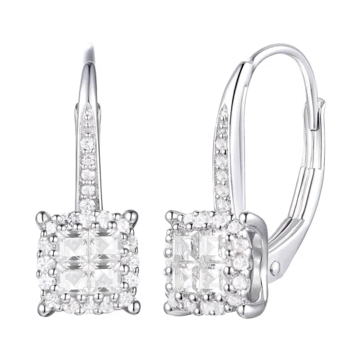 Princess-Cut Diamond Drop Earrings In 10K White Gold (1/2 Ct. Tw.)