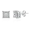 Princess-Cut Diamond Halo Stud Earrings In 10K White Gold (1 Ct. Tw.)