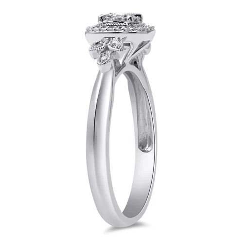 Princess-Cut Diamond Halo Promise Ring In Sterling Silver (1/6 Ct. Tw.)
