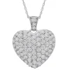 Puff Pave Diamond Heart Pendant In 14K White Gold (1 1/2 Ct. Tw.)